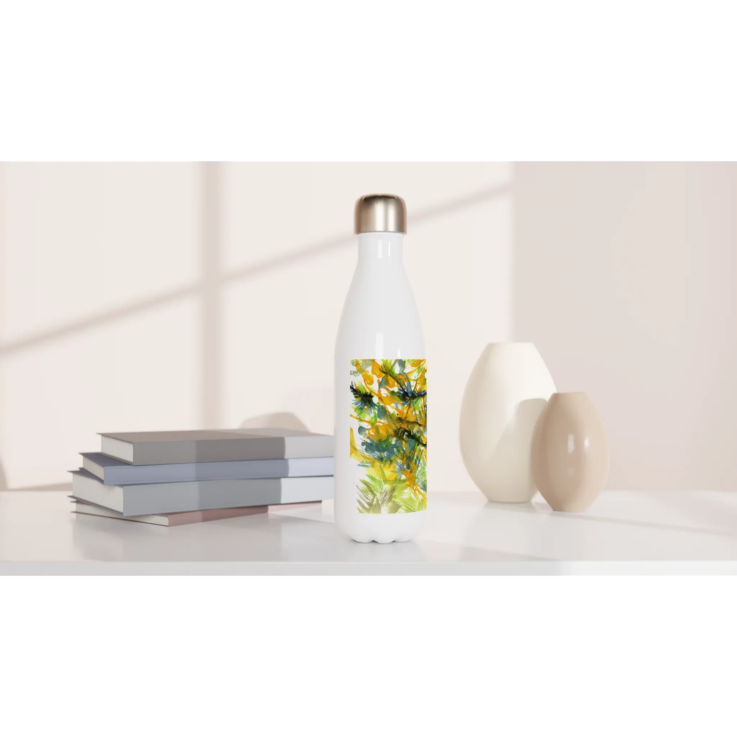 Bouteille isotherme en acier inoxydable 500 ml Tempête Solaire– Design artistique exclusif - Laure Leprince - Artiste Peintre