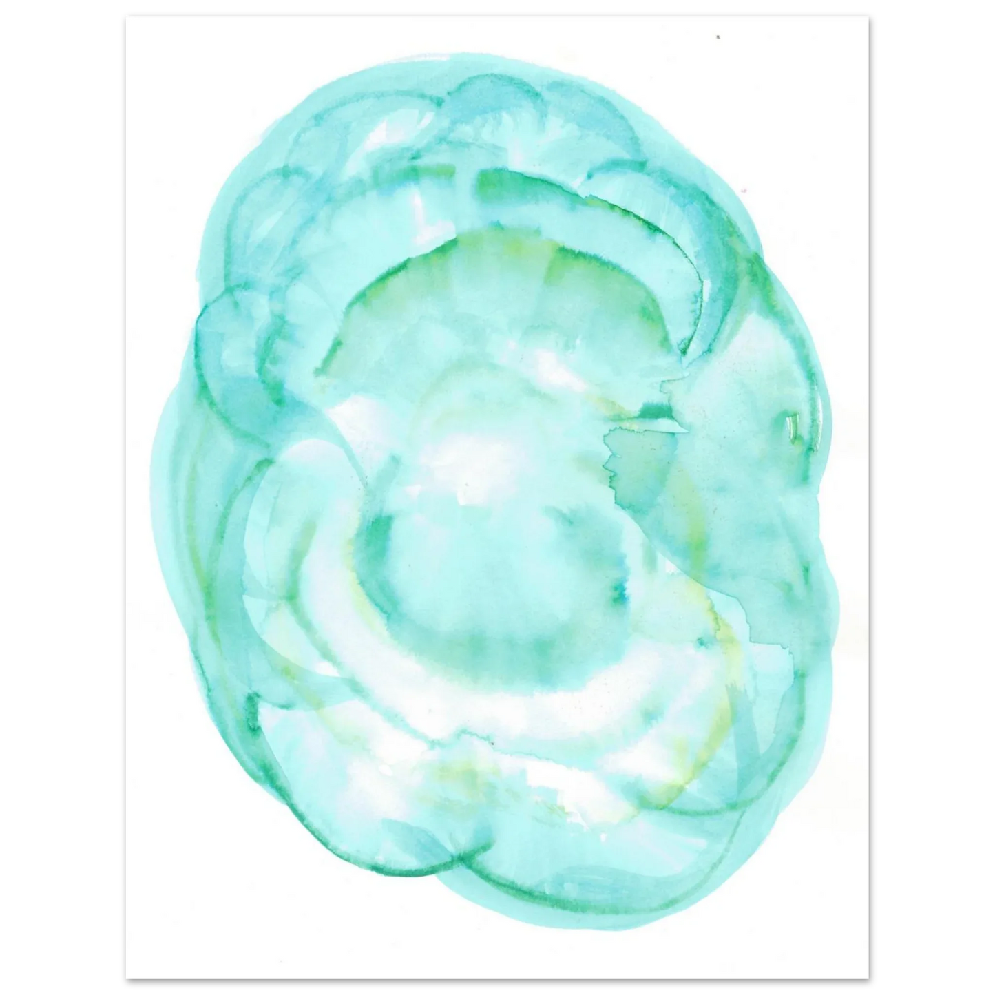 Oceanic Dream Premium Matte Poster - Serene Teal & Green Abstract Watercolor Art - Laure Leprince - Artiste Peintre