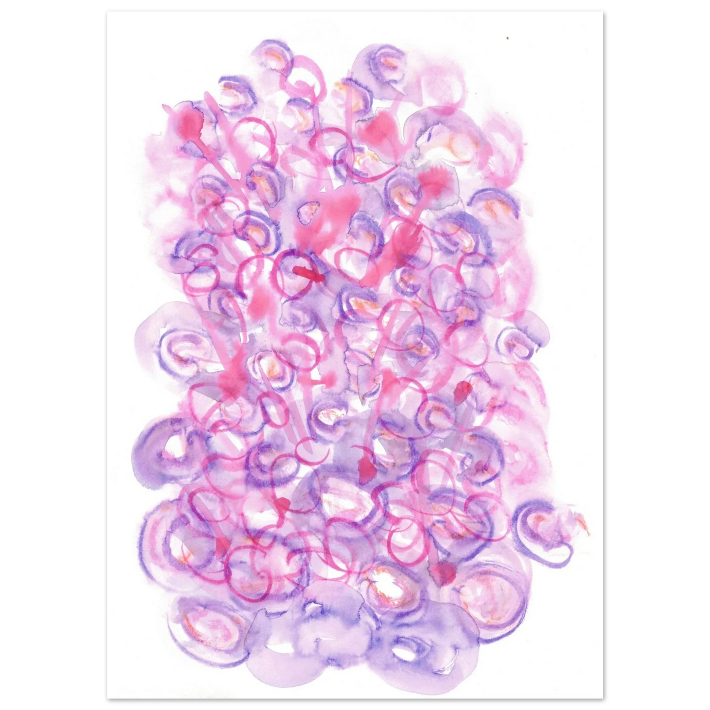 Abstract Swirls Watercolour Poster in Pink & Purple - Premium Matte Paper Art Print RDJ3-1 - Laure Leprince - Artiste Peintre