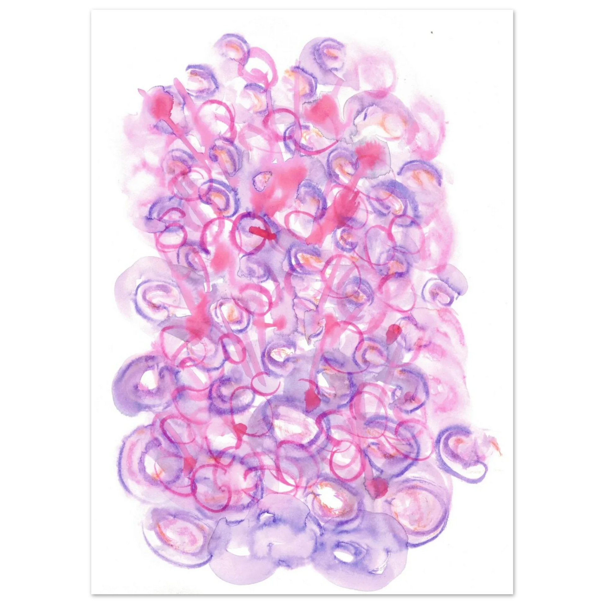 Abstract Swirls Watercolour Poster in Pink & Purple - Premium Matte Paper Art Print RDJ3-1 - Laure Leprince - Artiste Peintre
