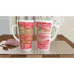 Mug à Latte en Céramique Blanche 500 ml Red Waves – Élégant, durable et brillant - Laure Leprince - Artiste Peintre