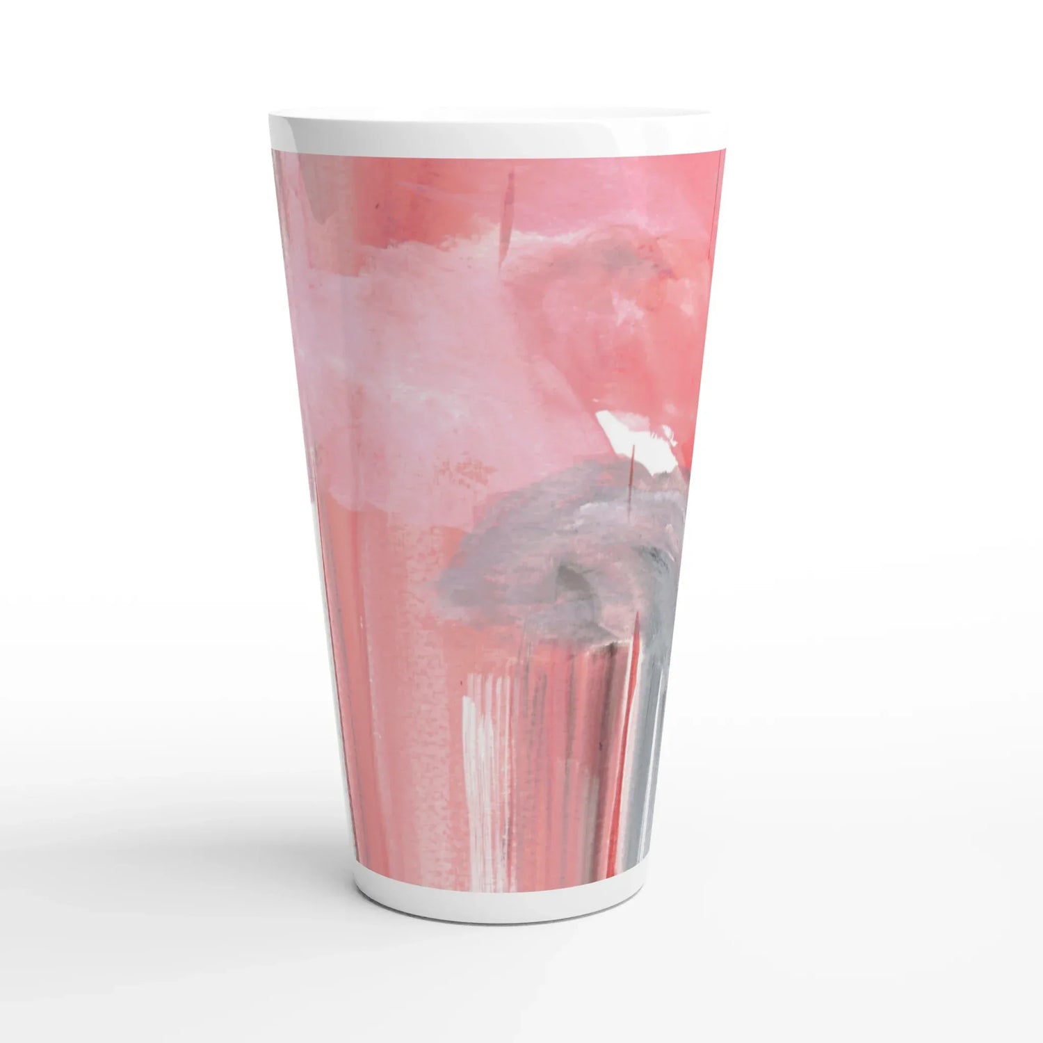 Mug à Latte en Céramique Blanche 500 ml Blush Cascade – Élégant, durable et brillant - Laure Leprince - Artiste Peintre