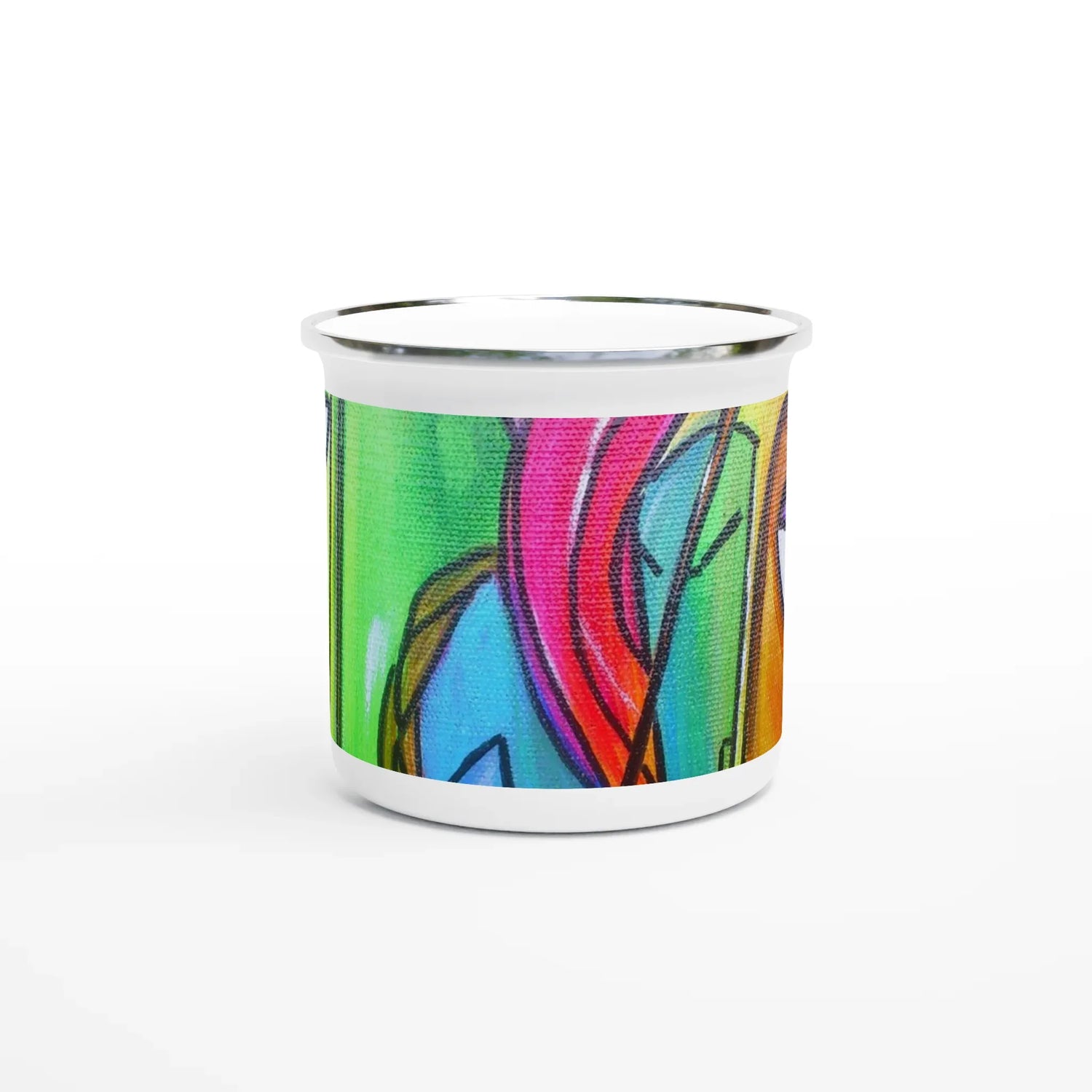 Mug en émail blanc 35 cl trouncho – Léger, vintage et résistant - Laure Leprince - Artiste Peintre