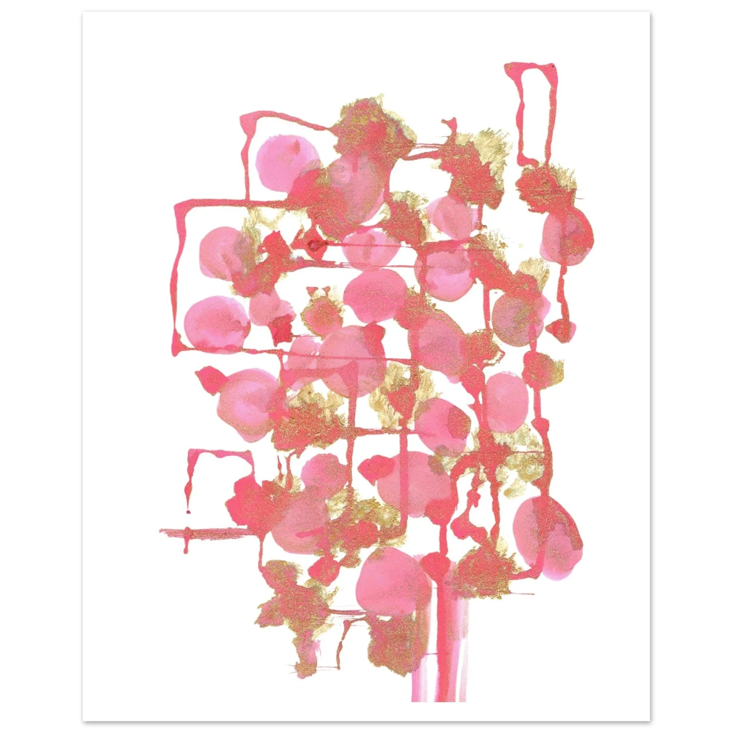 Affiche premium sur papier mat Reseau Framboise – Art mural de qualité supérieure - Laure Leprince - Artiste Peintre