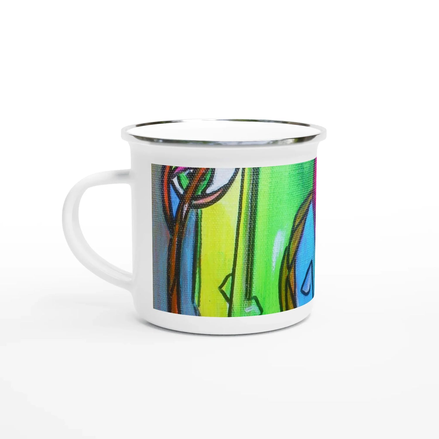 Mug en émail blanc 35 cl trouncho – Léger, vintage et résistant - Laure Leprince - Artiste Peintre