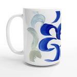 Mug en céramique blanche 44 Blue Swirls – Grand format, design et qualité durable - Laure Leprince - Artiste Peintre