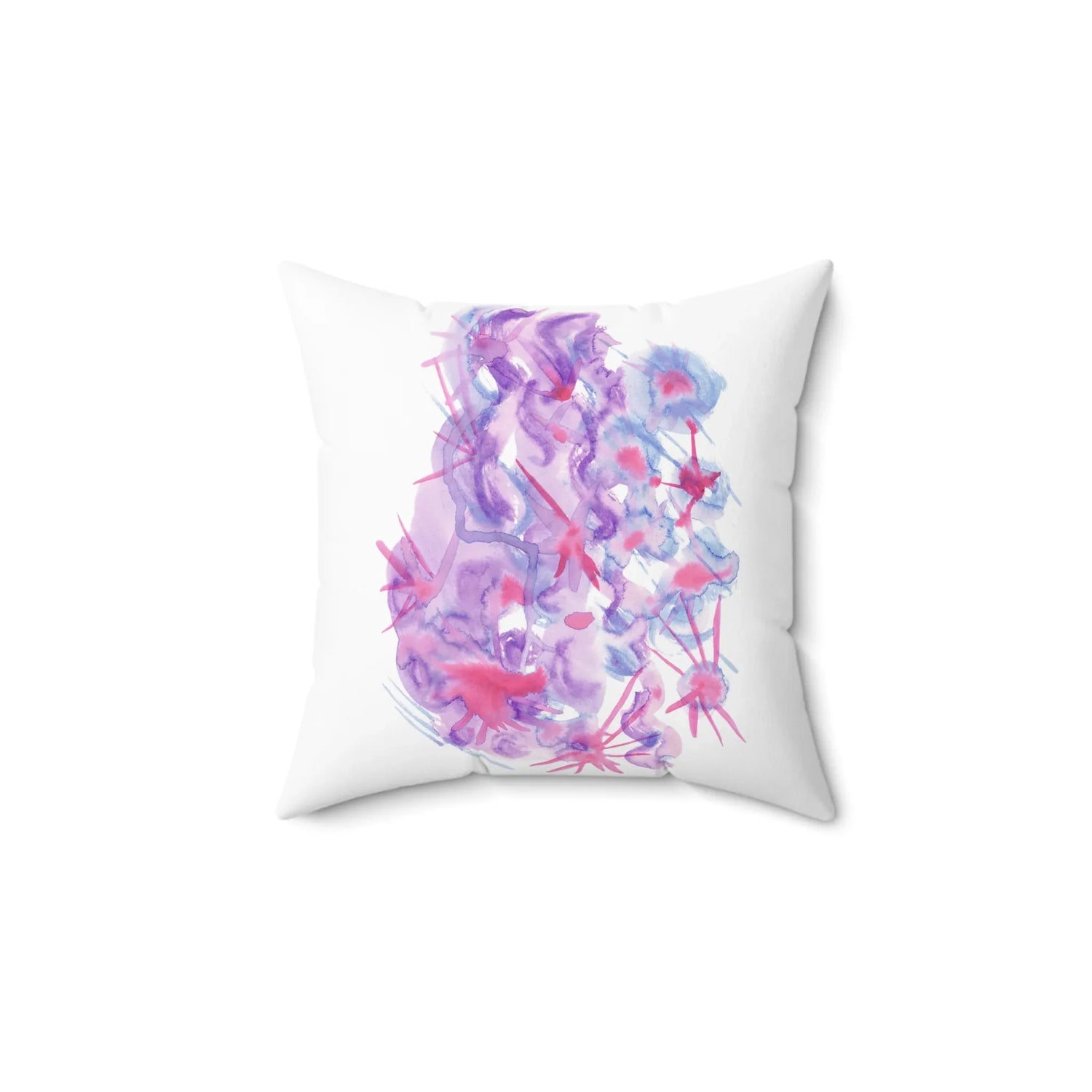 Square Throw Pillow Nebuleuse Pourpre — Minimal Brushstroke Accent - Laure Leprince - Artiste Peintre
