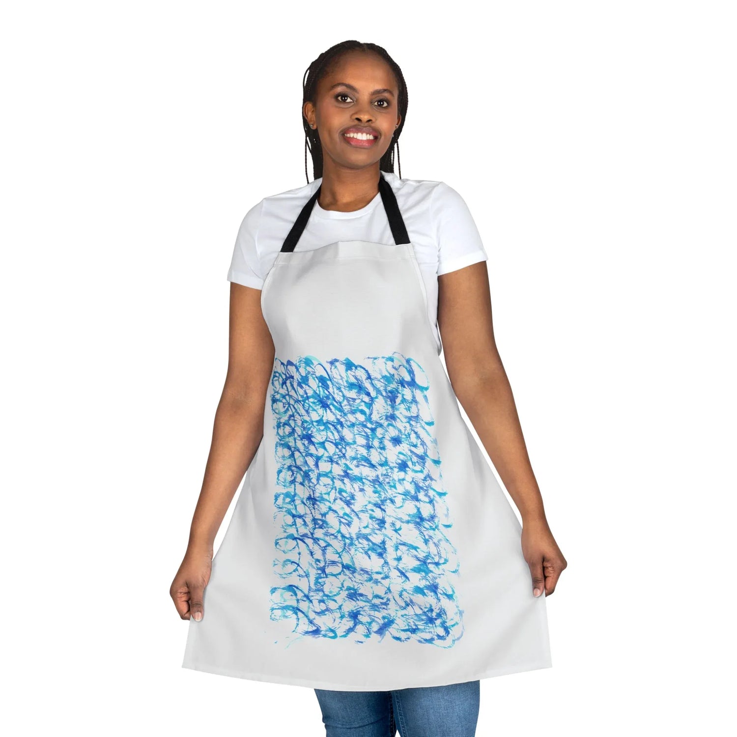 Abstract Apron Blue Waves – Artistic Kitchen Chef Gift - Laure Leprince - Artiste Peintre