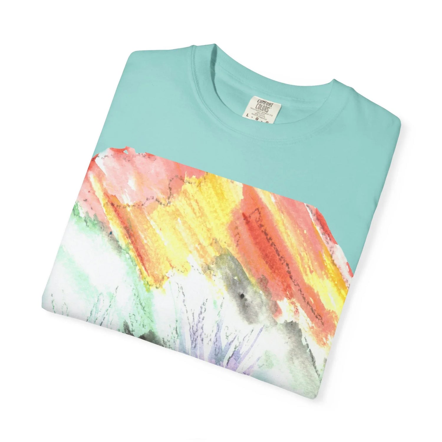 Abstract Lavander Drift T-Shirt — Bright Watercolor Square Art Tee - Laure Leprince - Artiste Peintre