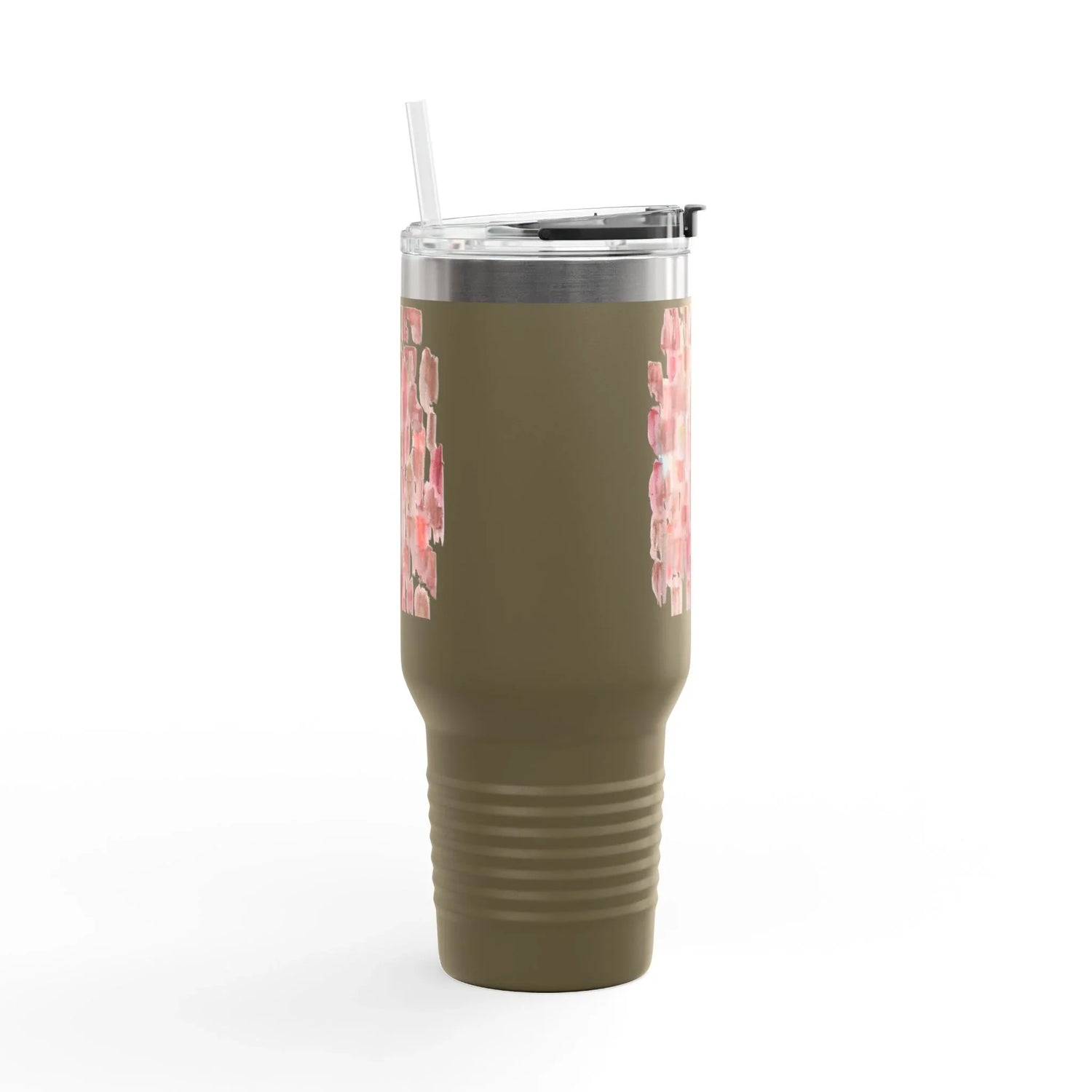 40oz Insulated Travel Mug – Terracotta Waves Watercolor Design - Laure Leprince - Artiste Peintre