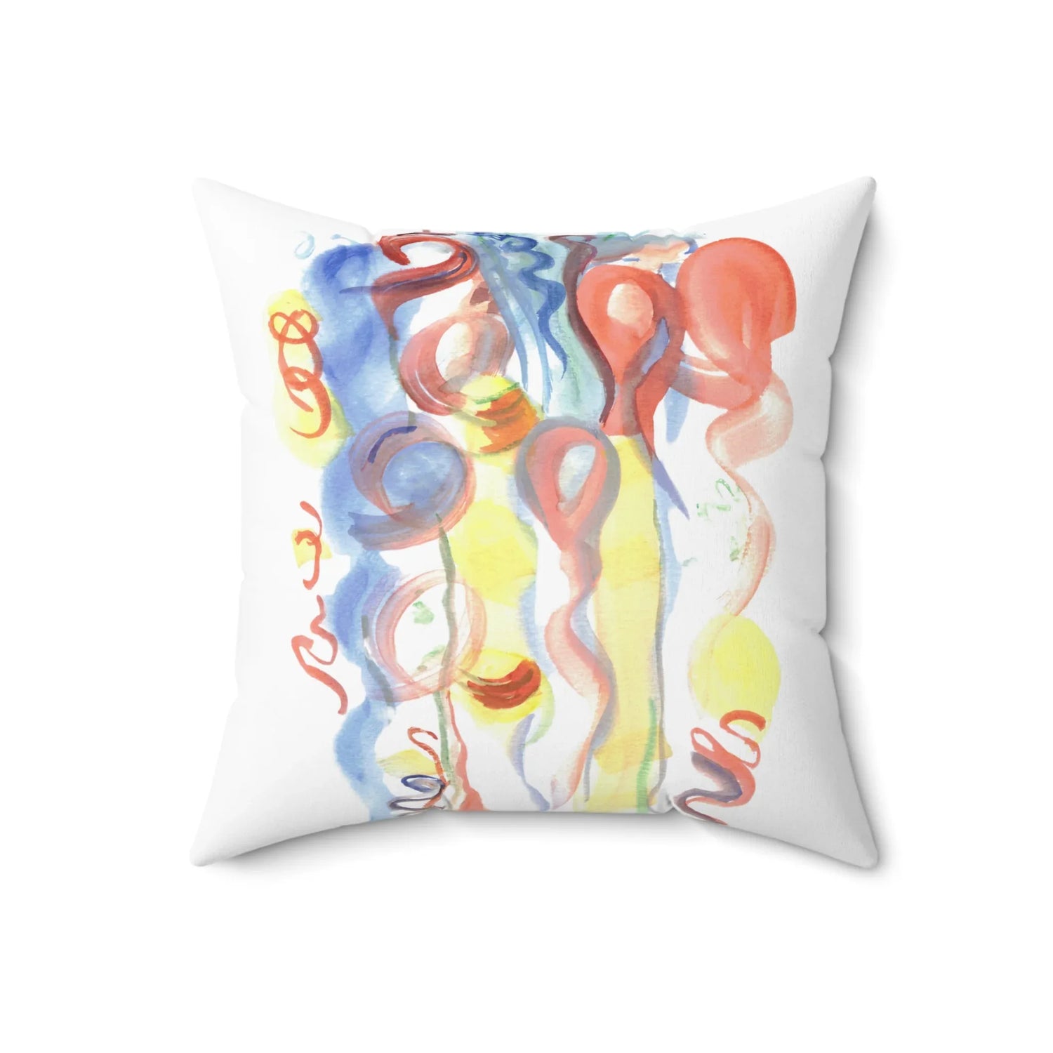 Square Throw Pillow Les Serpentins — Minimal Brushstroke Accent - Laure Leprince - Artiste Peintre