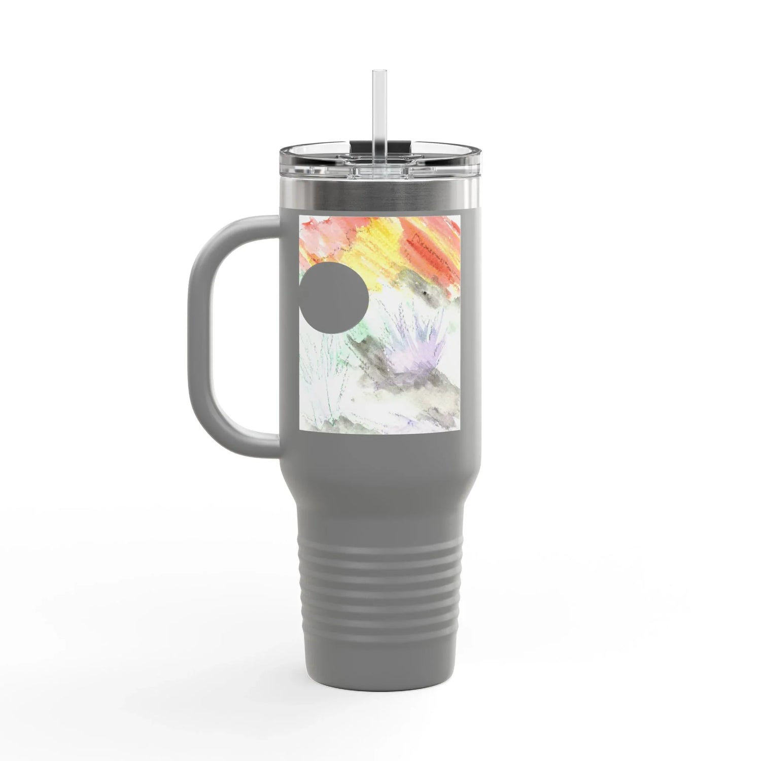 40oz Insulated Travel Mug –Lavander Drift Watercolor Design - Laure Leprince - Artiste Peintre
