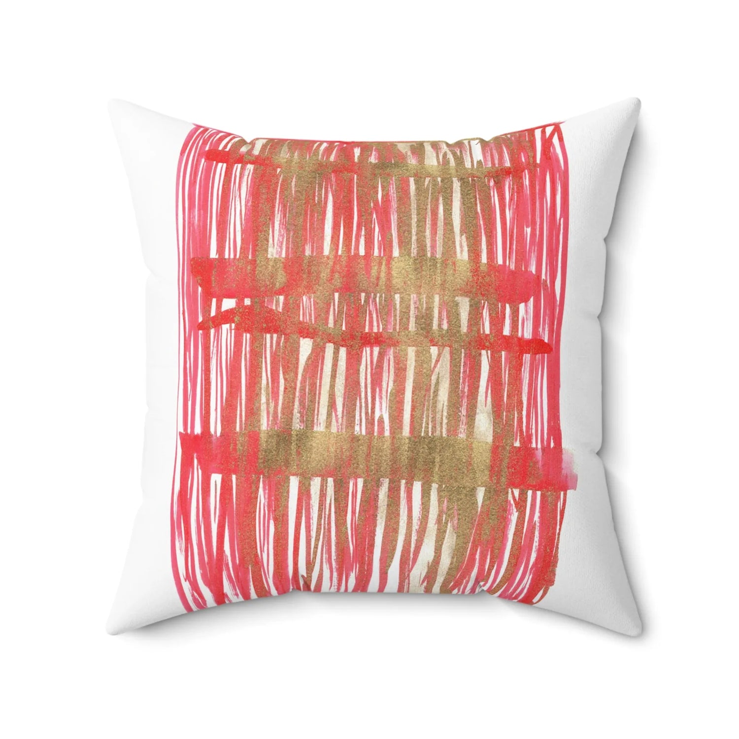 Square Throw Pillow Red Waves — Minimal Brushstroke Accent - Laure Leprince - Artiste Peintre