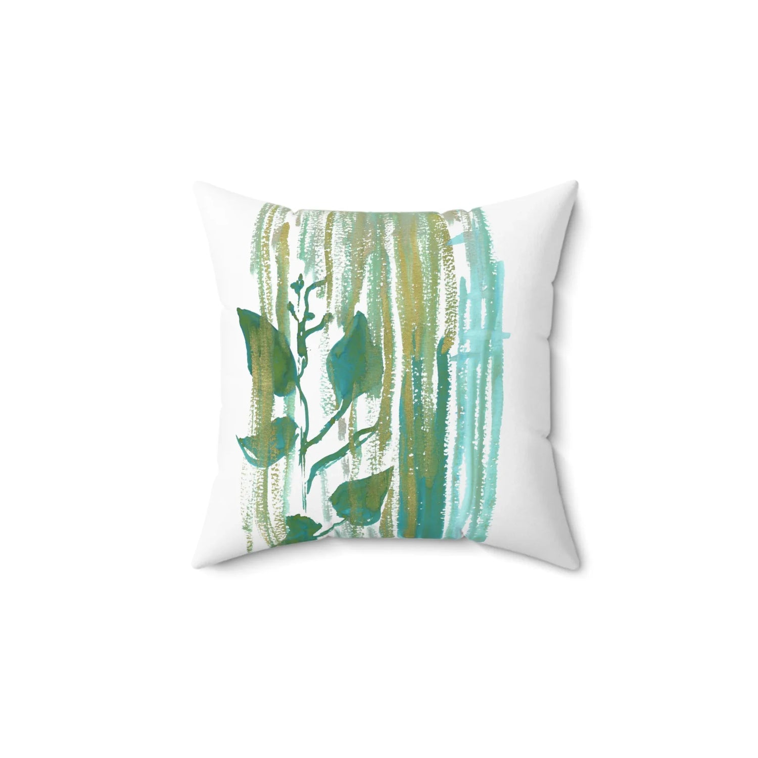 Square Throw Pillow Veine Verte — Minimal Brushstroke Accent - Laure Leprince - Artiste Peintre