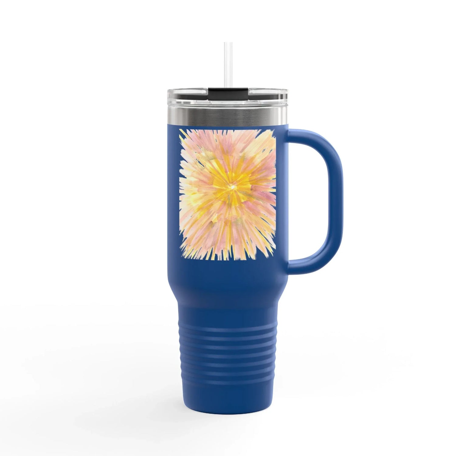 40oz Insulated Travel Mug – Solar Bloom Watercolor Design - Laure Leprince - Artiste Peintre