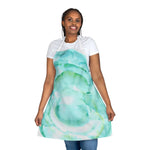 Abstract Apron Aqua Bloom – Artistic Kitchen Chef Gift - Laure Leprince - Artiste Peintre