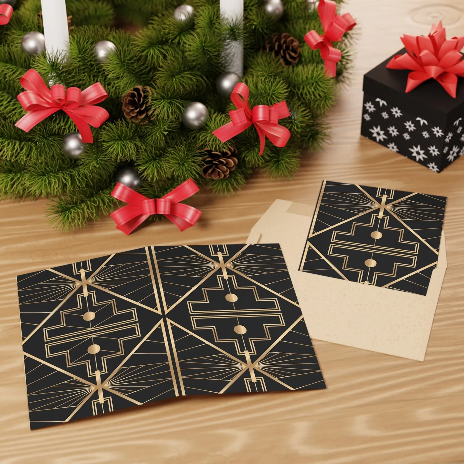 Art Deco Patterns #3 Leaf Greeting Card — Elegant Patterned Note Card - Laure Leprince - Artiste Peintre