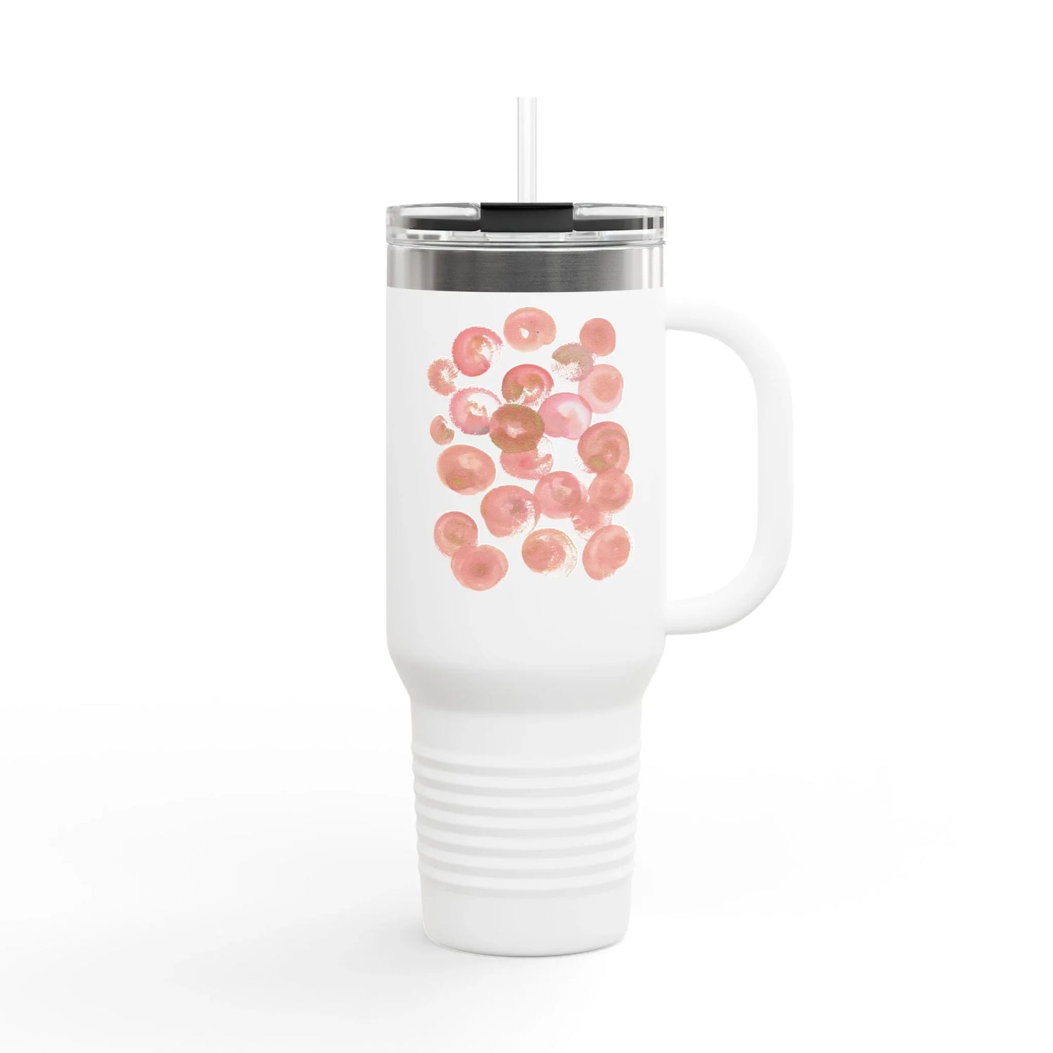 40oz Insulated Travel Mug – Rosee Petale Watercolor Design - Laure Leprince - Artiste Peintre
