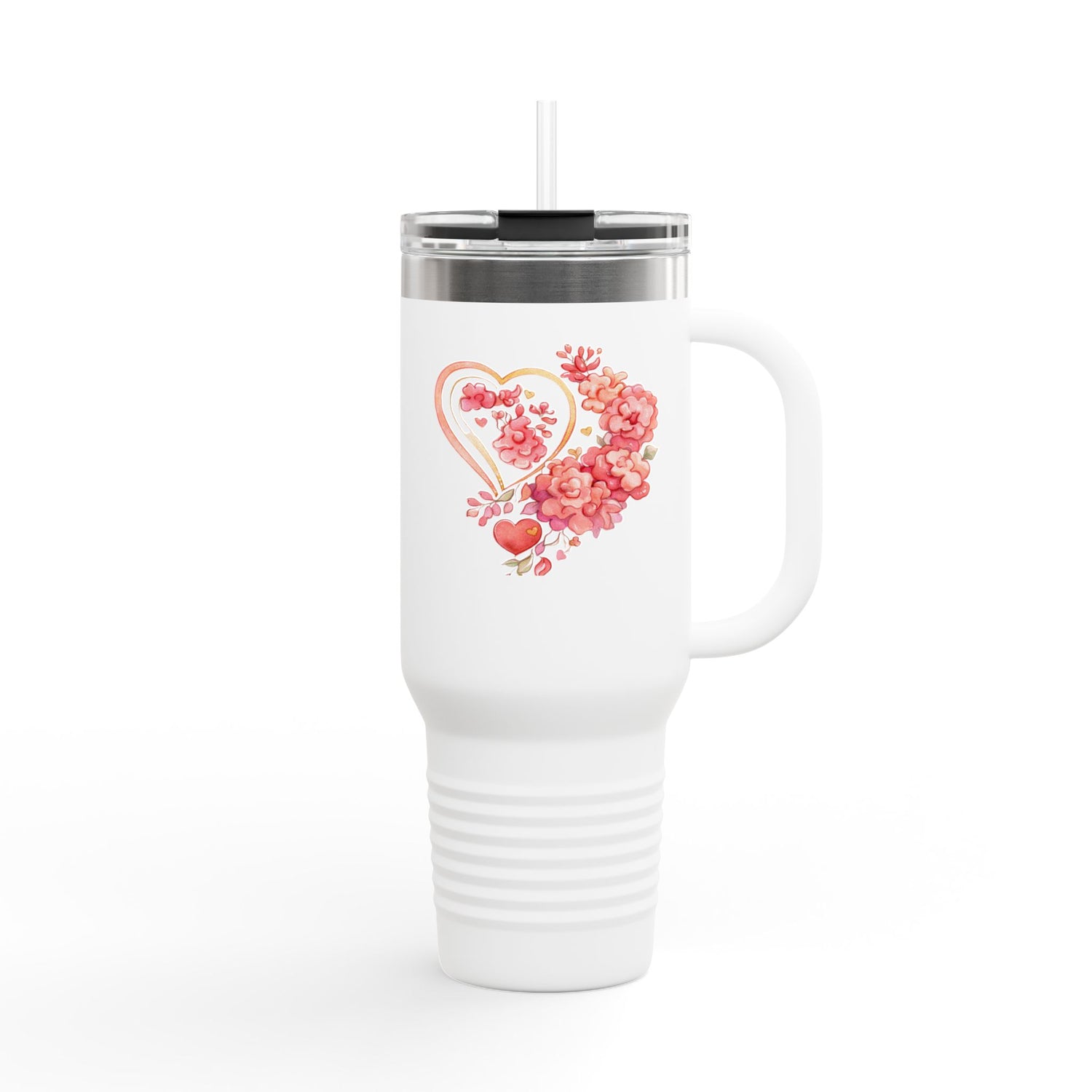 40oz Insulated Travel Mug – Coeur et Fleur Watercolor Design