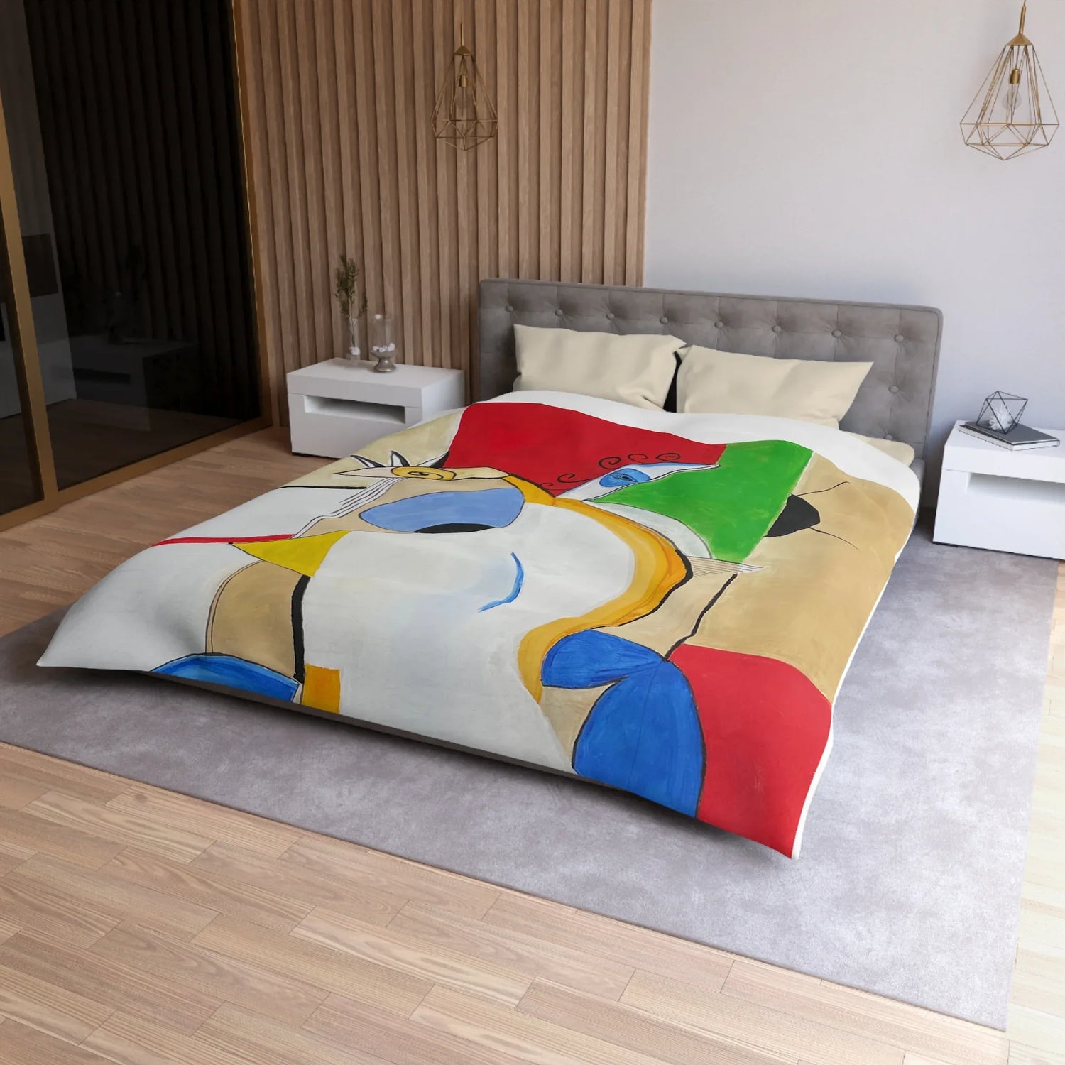 Abstract Watercolor Duvet Cover — Abstract & Teal Accent Bedding - Laure Leprince - Artiste Peintre