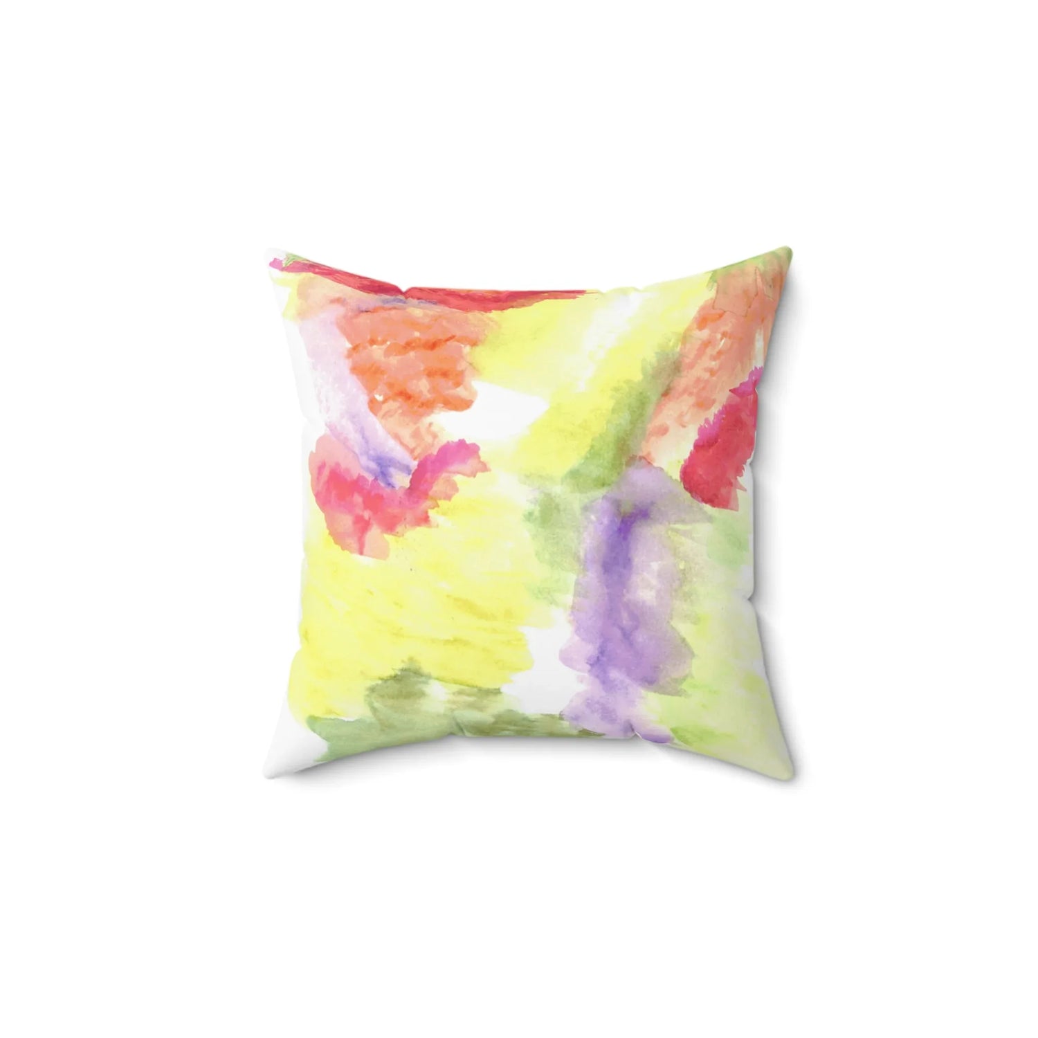 Square Throw Pillow Eclosion Chromatique — Minimal Brushstroke Accent - Laure Leprince - Artiste Peintre