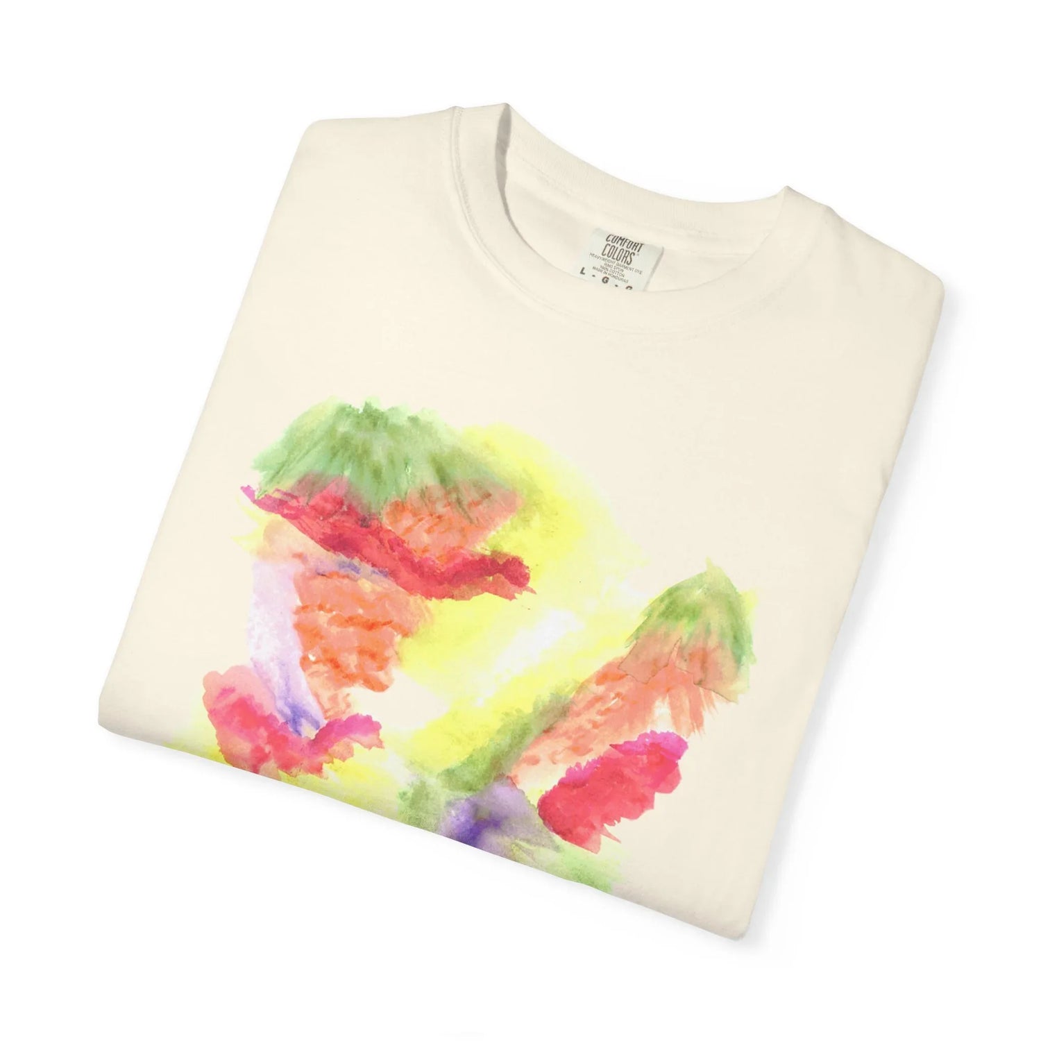 Abstract Eclosion Chromatique T-Shirt — Bright Watercolor Square Art Tee - Laure Leprince - Artiste Peintre