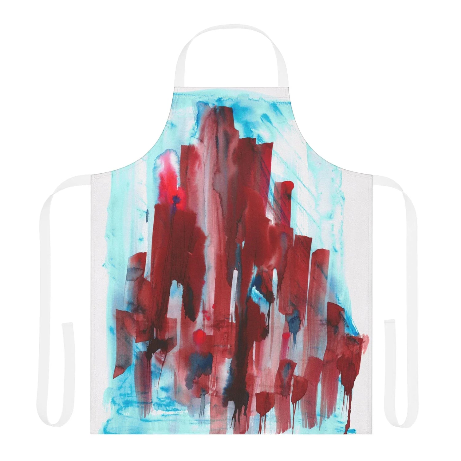 Abstract Apron Crimson Tower – Artistic Kitchen Chef Gift - Laure Leprince - Artiste Peintre
