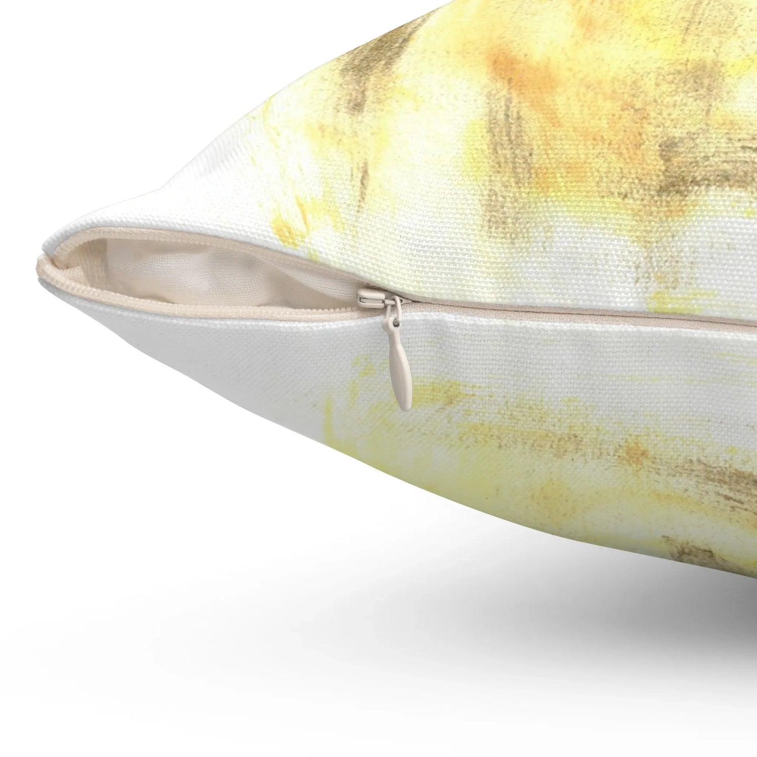 Square Throw Pillow Golden Haze — Minimal Brushstroke Accent - Laure Leprince - Artiste Peintre