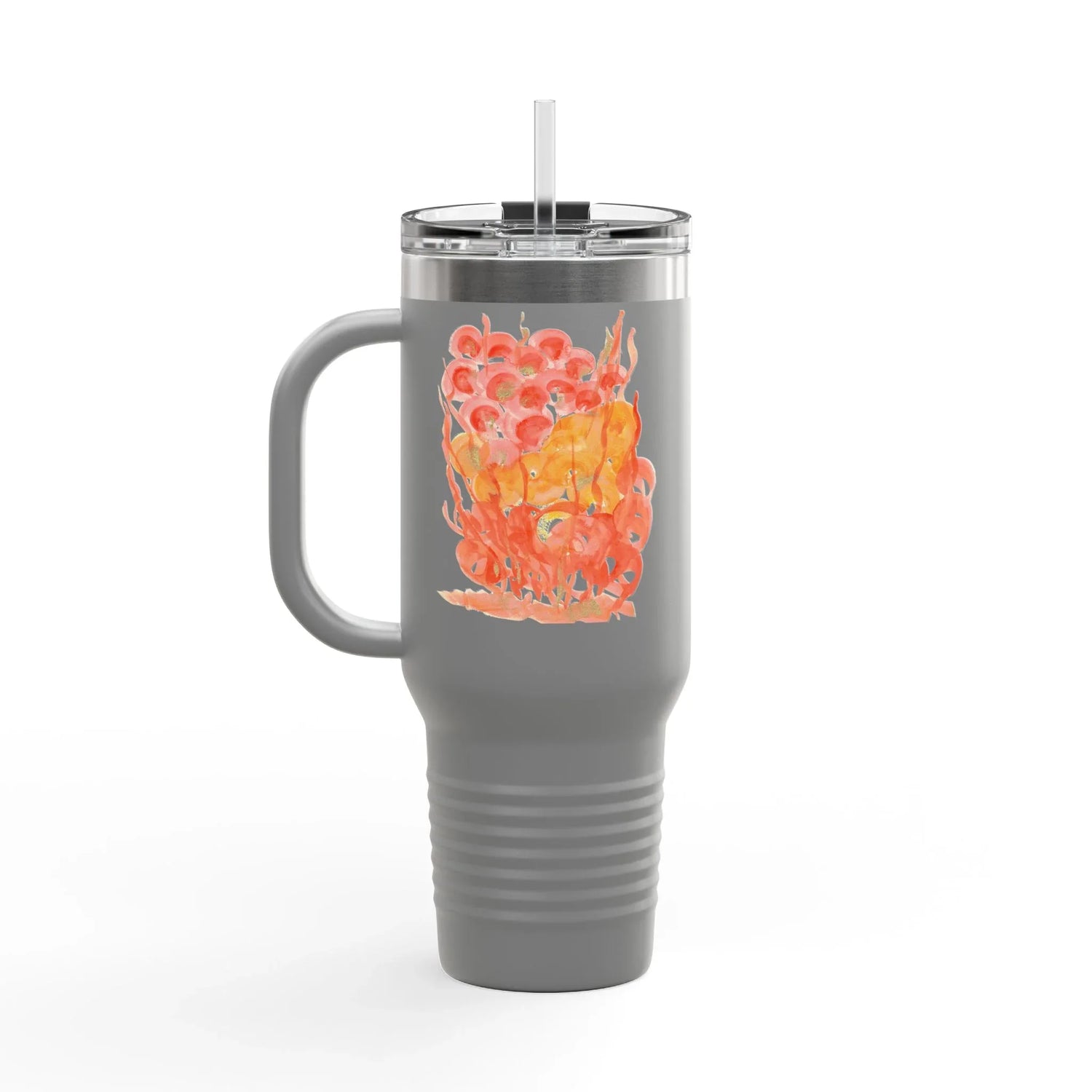 40oz Insulated Travel Mug – Sunrice Flora Watercolor Design - Laure Leprince - Artiste Peintre