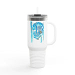 Insulated Travel Mug 40oz-1,2L – Blue Floral Watercolor Design - Laure Leprince - Artiste Peintre