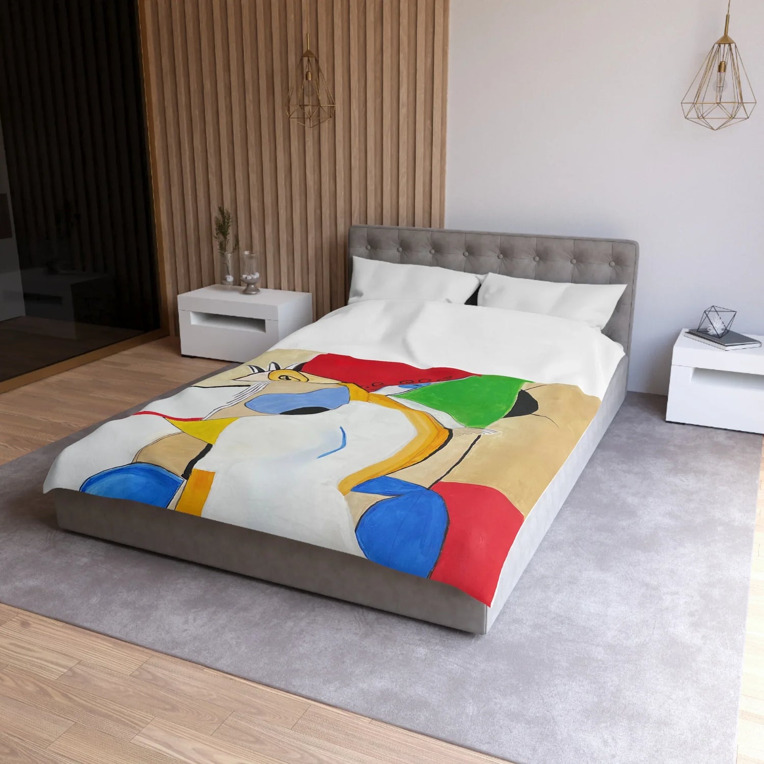 Abstract Watercolor Duvet Cover — Abstract & Teal Accent Bedding - Laure Leprince - Artiste Peintre