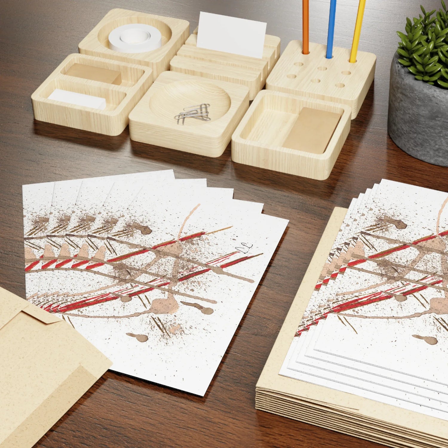 Particules Watercolor Leaf Greeting Card - Elegant - Laure Leprince - Artiste Peintre