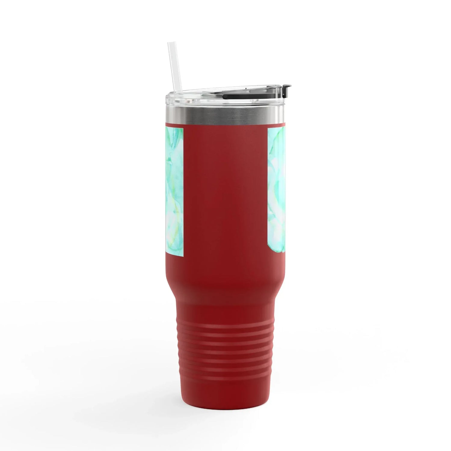 40oz Insulated Travel Mug – Aqua Bloom Watercolor Design - Laure Leprince - Artiste Peintre