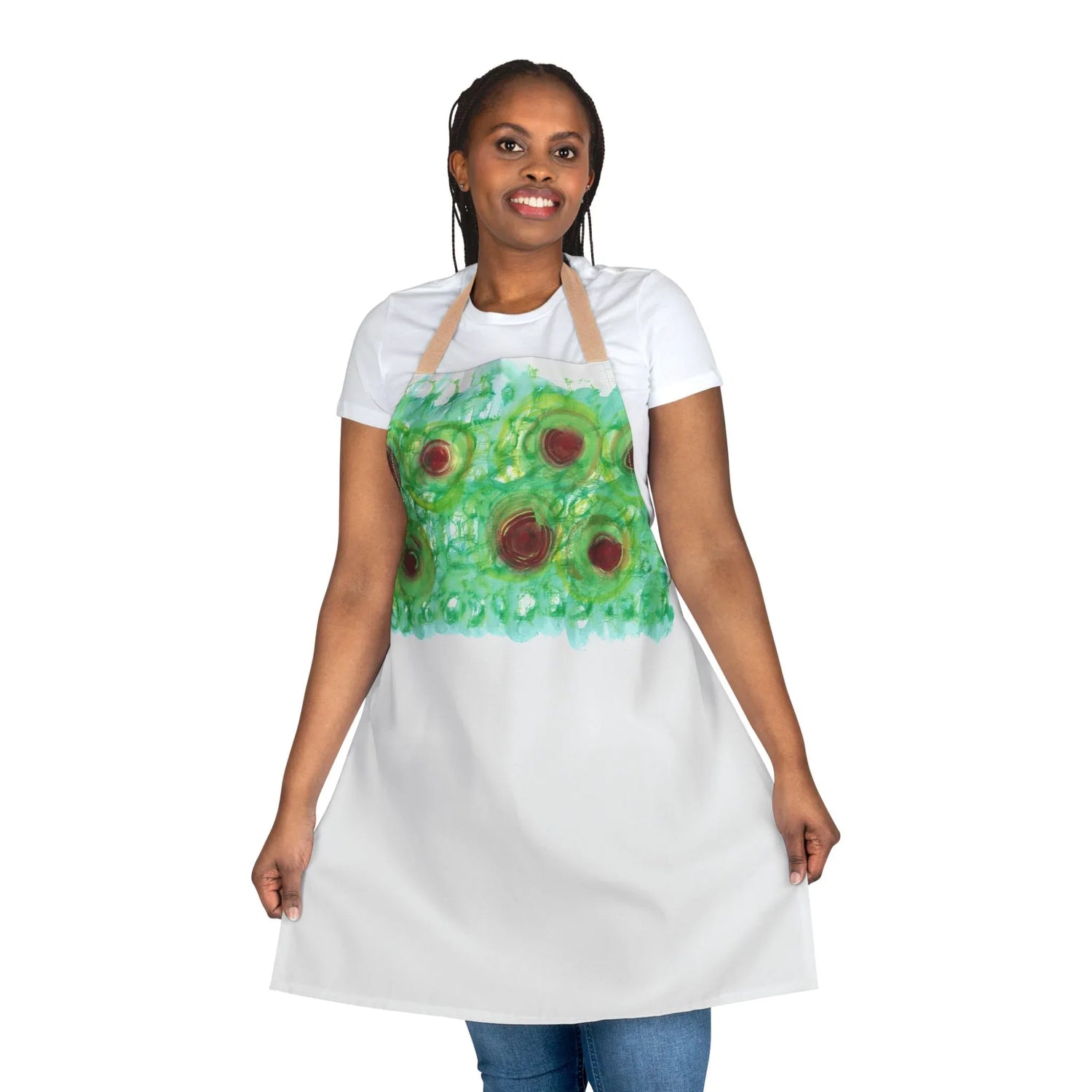 Abstract Apron Green Echo – Artistic Kitchen Chef Gift - Laure Leprince - Artiste Peintre