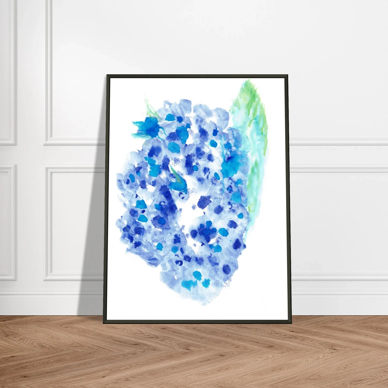 Classic Semi-Glossy Paper Metal Framed Poste Hortensia Celeste - Laure Leprince - Artiste Peintre