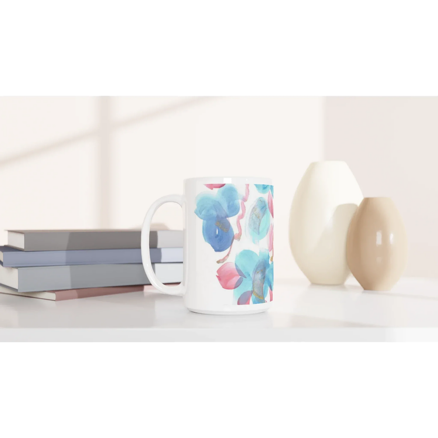 Mug en céramique blanche 44 Masque– Grand format, design et qualité durable - Laure Leprince - Artiste Peintre