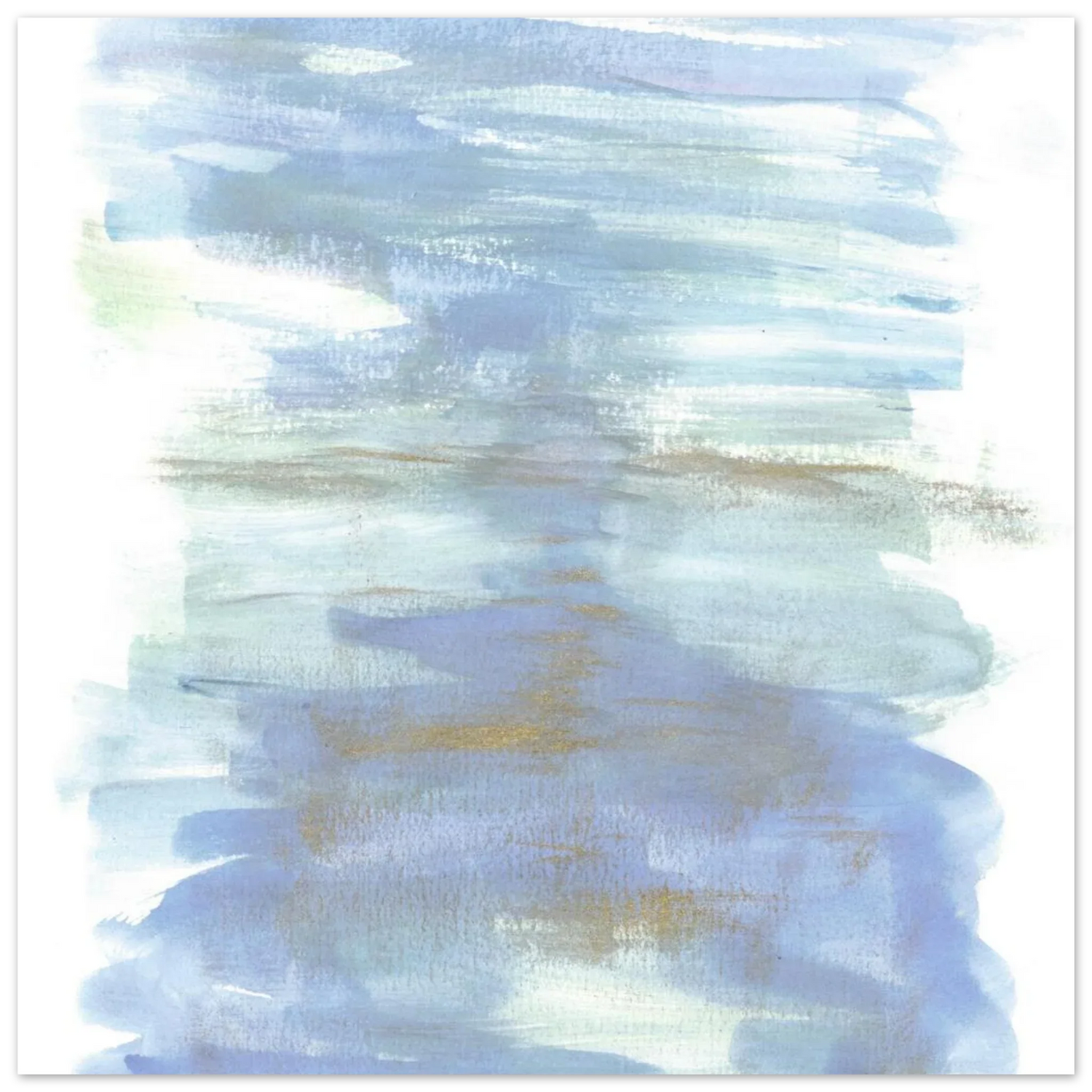 Abstract Horizon Watercolor Art Print - Serene Blue & Gold Matte Paper Poster for Modern Spaces - Laure Leprince - Artiste Peintre