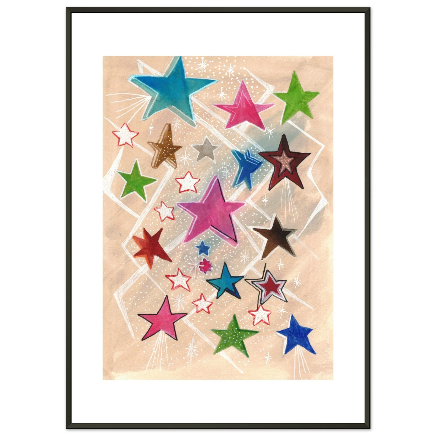 Classic Semi-Glossy Paper Metal Framed Poster Etoiles - Laure Leprince - Artiste Peintre