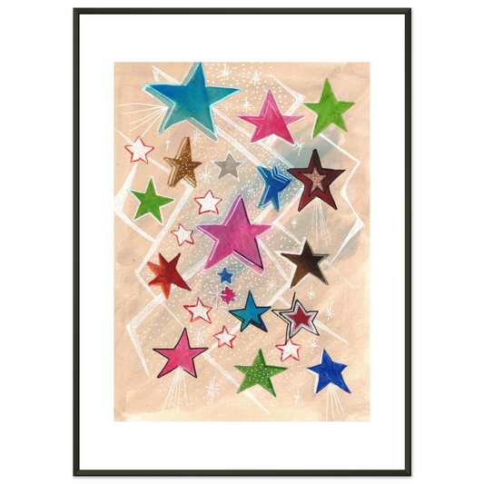 Classic Semi-Glossy Paper Metal Framed Poster Etoiles - Laure Leprince - Artiste Peintre