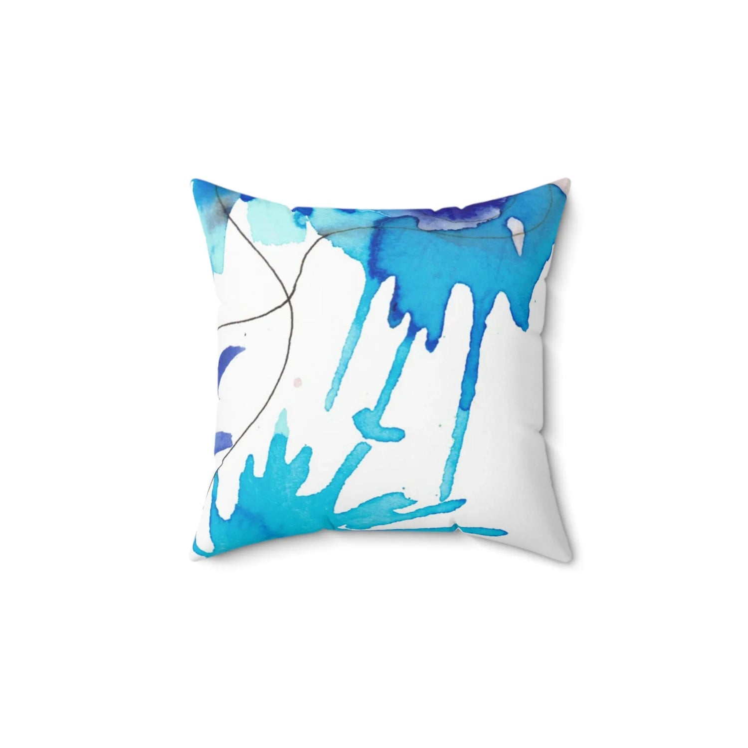 Coussin Carré Décoratif Bleuets Electriques — Minimal Bleu Brushstroke Accent - Laure Leprince - Artiste Peintre