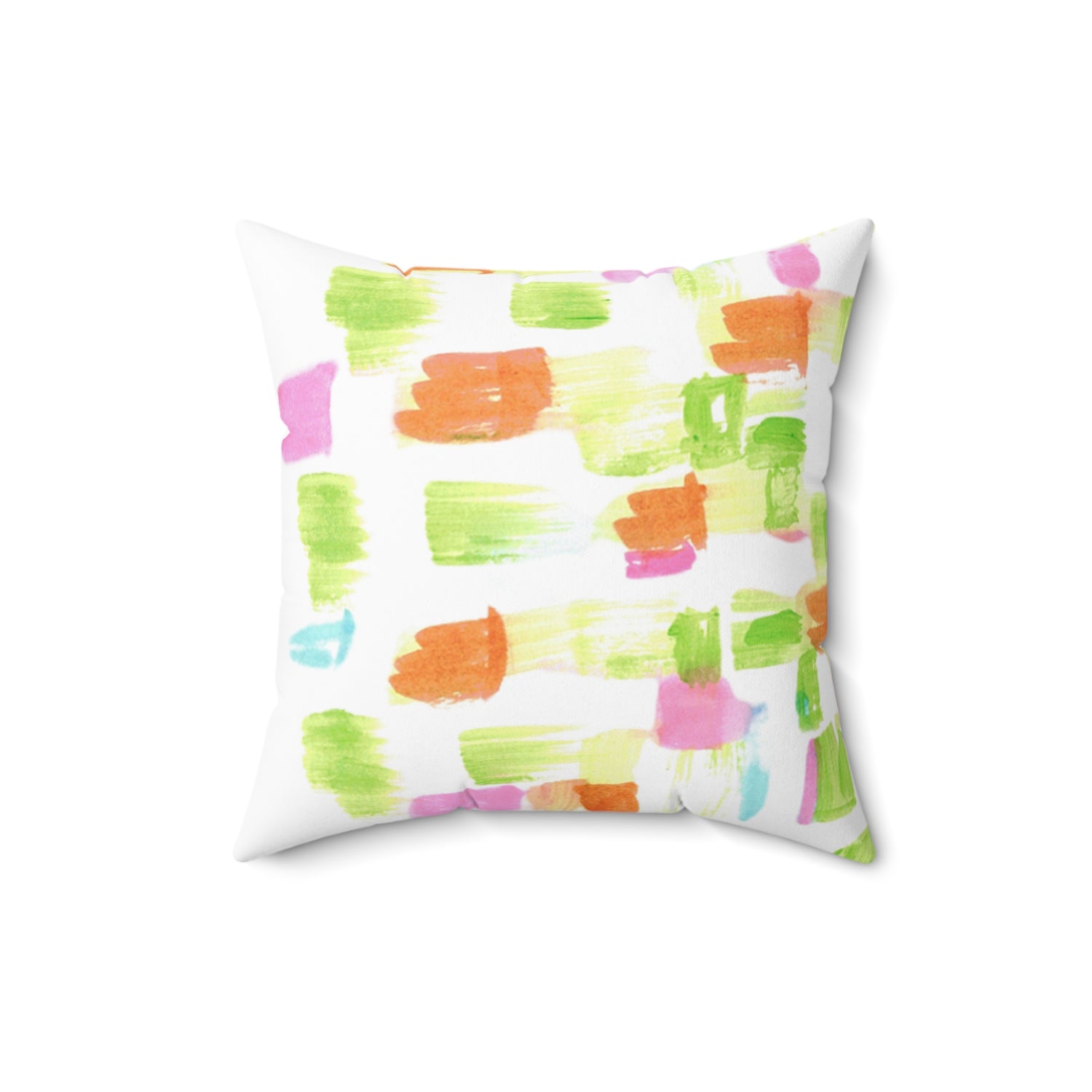 Square Throw Pillow Pastel Mosaïc — Minimal Green Brushstroke Accent