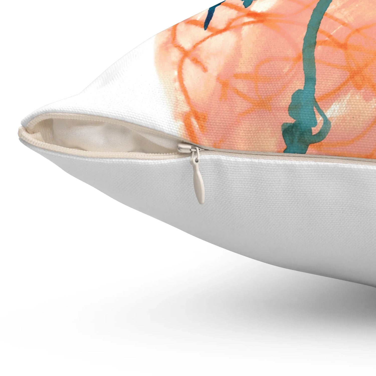 Square Throw Pillow Saphir Ambre — Minimal Brushstroke Accent - Laure Leprince - Artiste Peintre