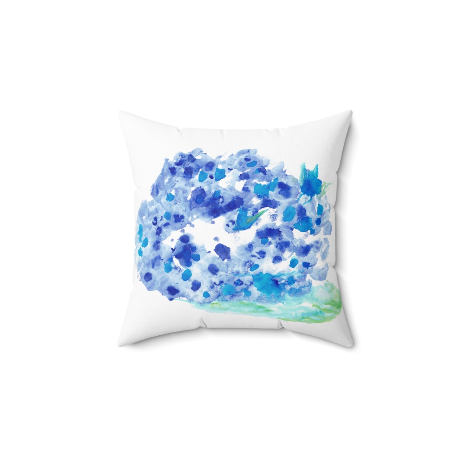 Square Throw Pillow Hortensia Celeste — Minima Blue Brushstroke Accent