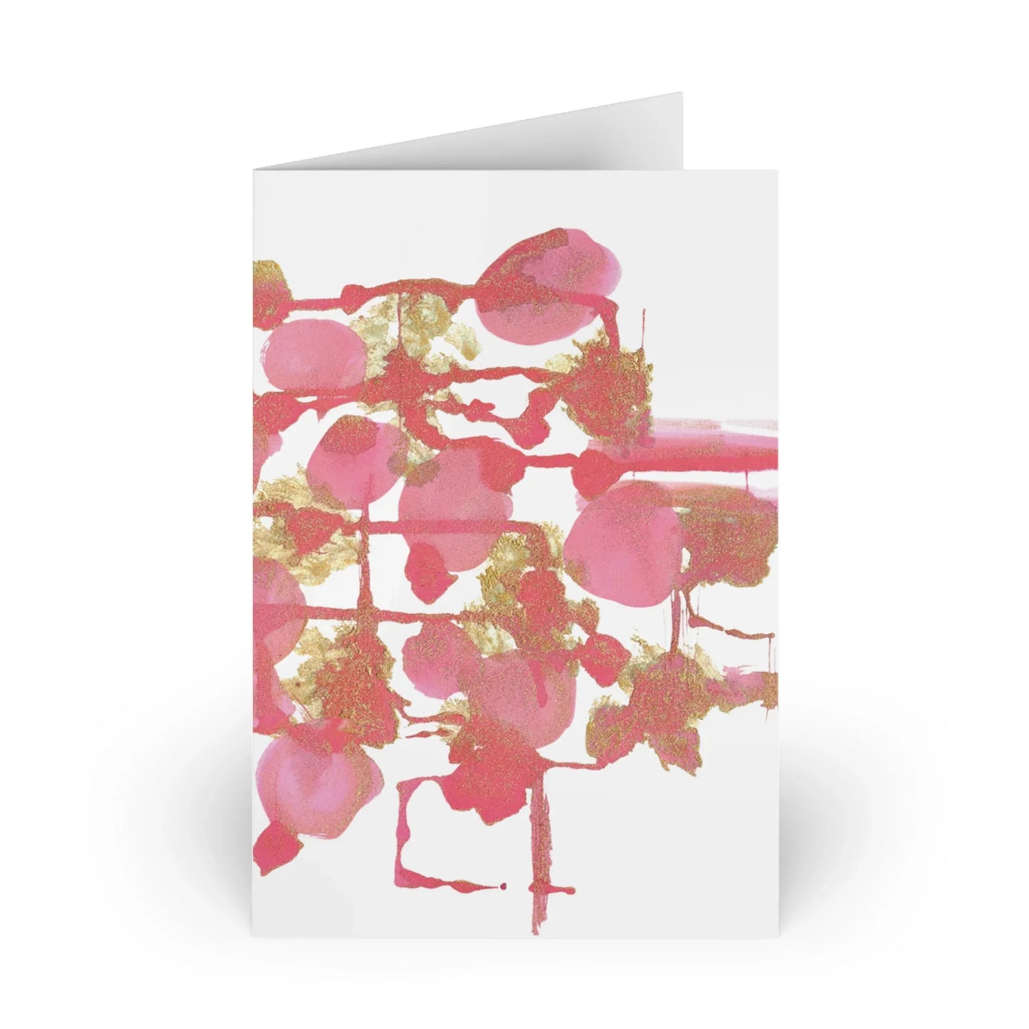 Reseau Framboise Watercolor Leaf Greeting Card - Elegant - Laure Leprince - Artiste Peintre