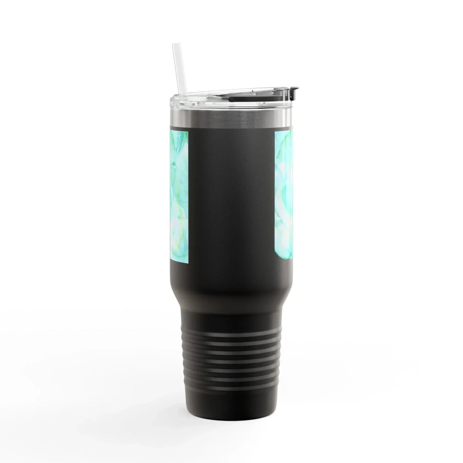 40oz Insulated Travel Mug – Aqua Bloom Watercolor Design - Laure Leprince - Artiste Peintre