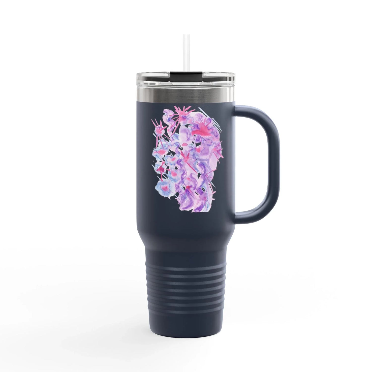 40oz Insulated Travel Mug – Nebuleuse Pourpre Watercolor Design - Laure Leprince - Artiste Peintre