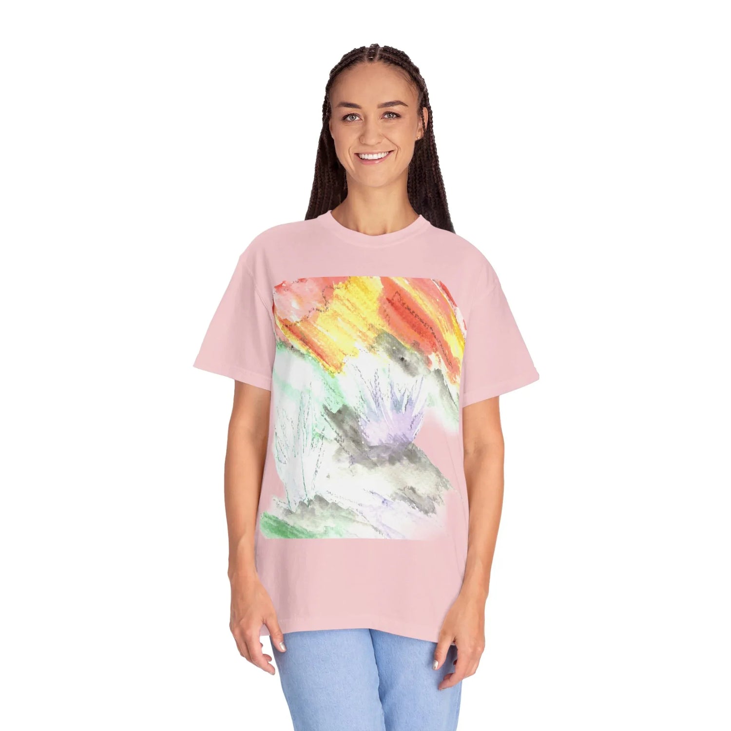 Abstract Lavander Drift T-Shirt — Bright Watercolor Square Art Tee - Laure Leprince - Artiste Peintre