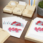 Brumes Carmin Watercolor Leaf Greeting Card - Elegant - Laure Leprince - Artiste Peintre