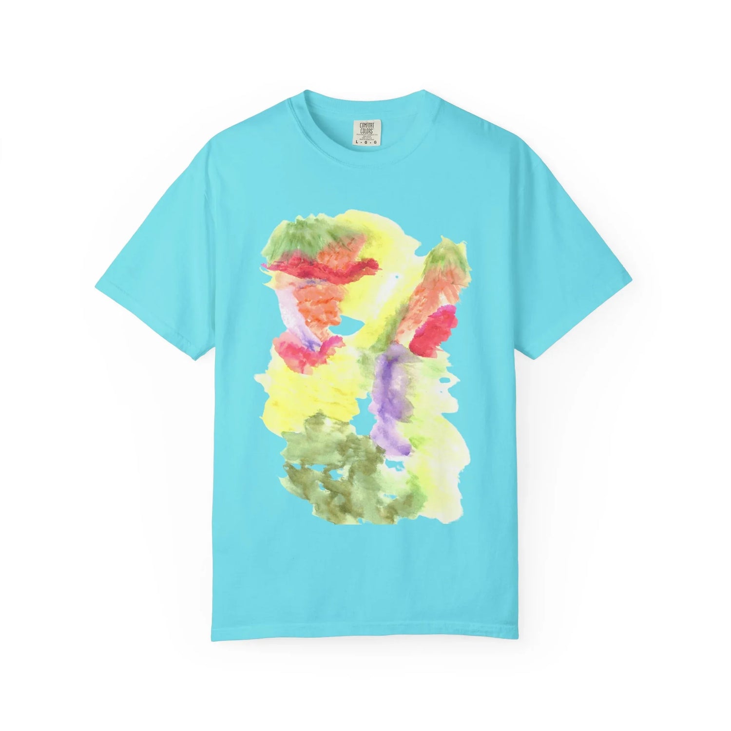 Abstract Eclosion Chromatique T-Shirt — Bright Watercolor Square Art Tee - Laure Leprince - Artiste Peintre