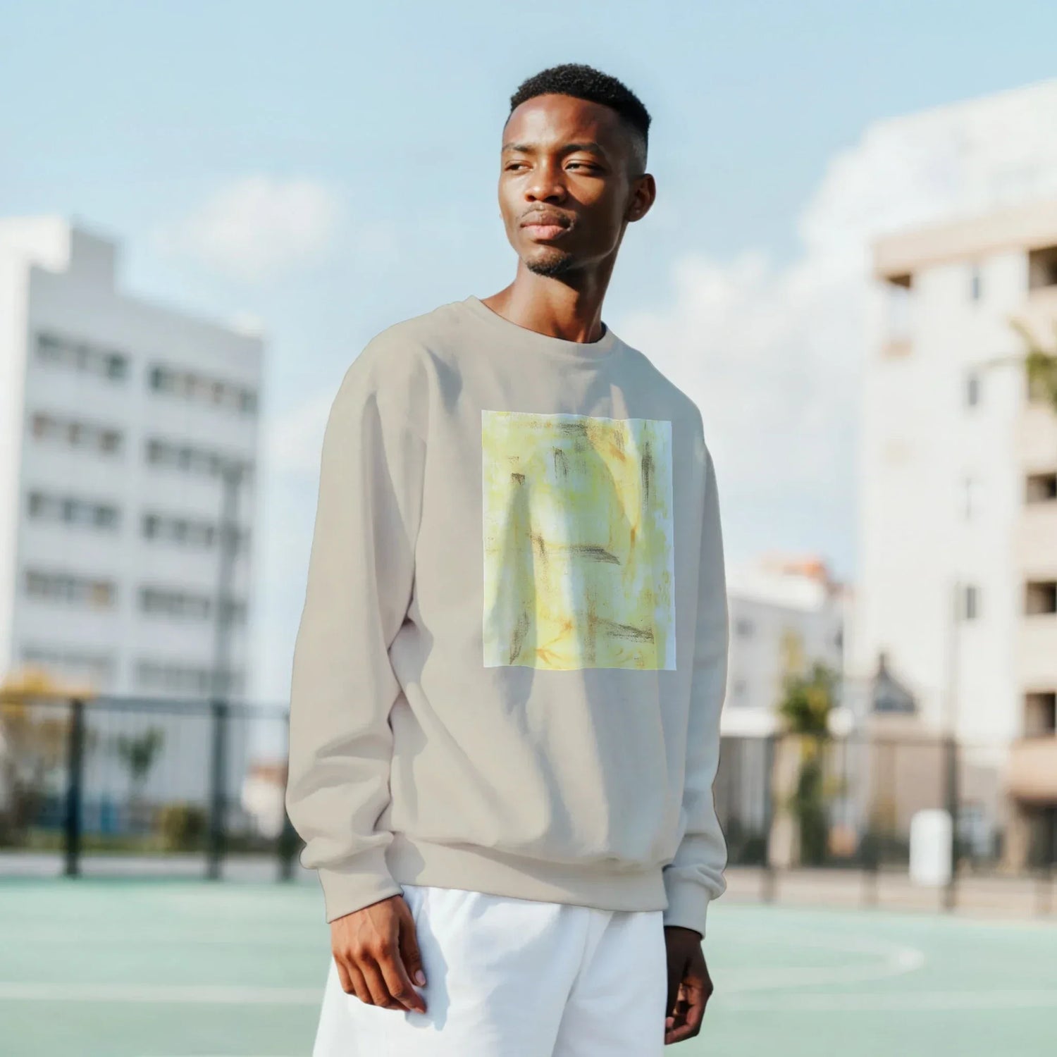 Sweatshirt Unisexe Classique Golden Haze – Impression Artistique Multicolore - Laure Leprince - Artiste Peintre